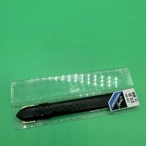 15mm Speidel Black Lizard Grain Genuine Leather  Watch Band NEW